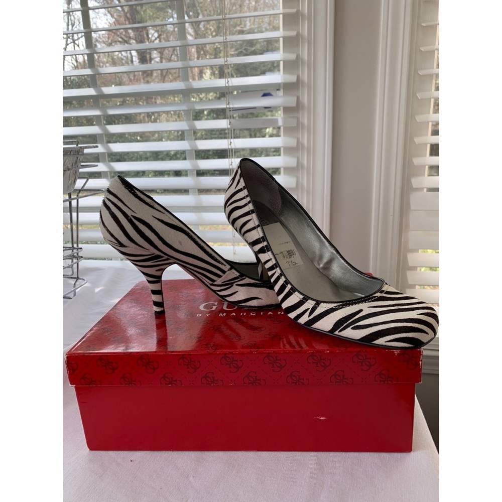 Black and White Multi Pony Heels